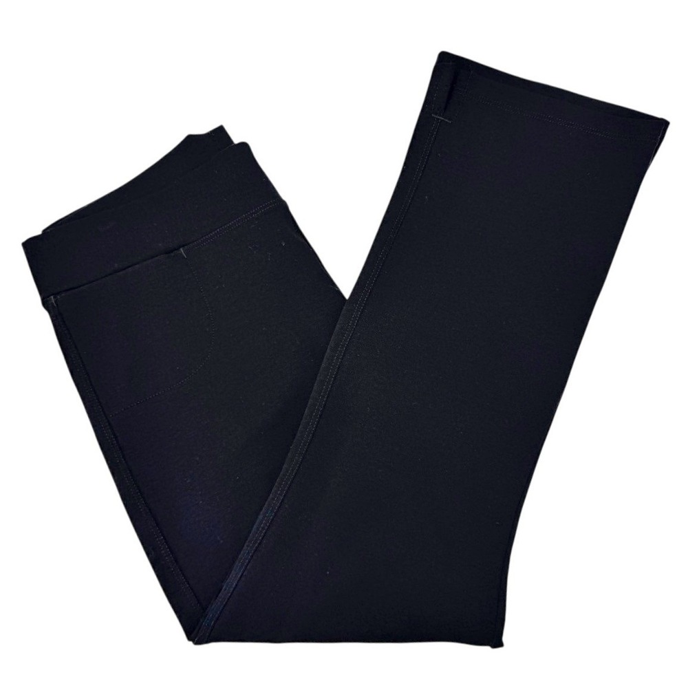 American Giant Womens Size 10 Ponte Kick Flare Pant Black Knit Slit Hem Minimal - Picture 6 of 13